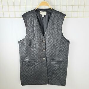 Adrian Jordan Quilted Black Genuine Leather Vest